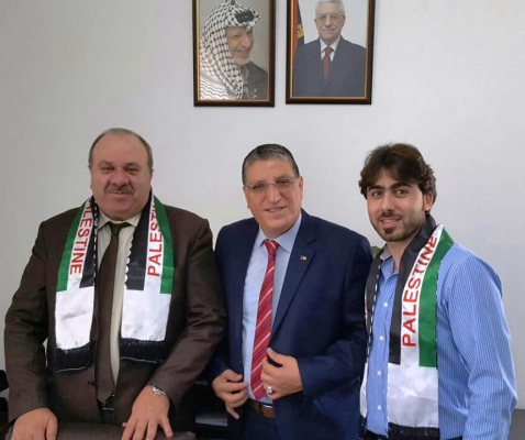 الوفد المشارك ببطولة كأس العرب لكرة الطاولة يزور السفير الفلسطني بعُمان