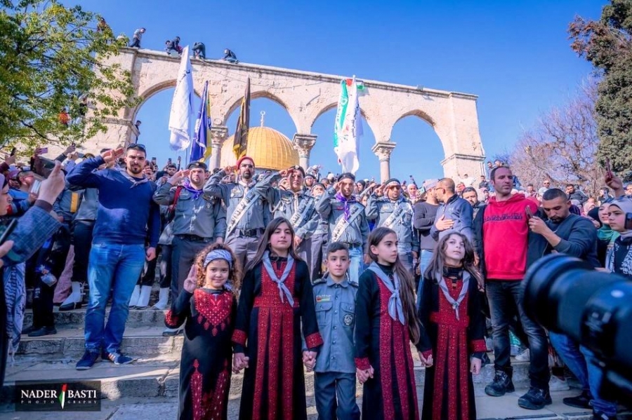حضور مميز لمجموعة كشافة شعلة القدس في المسيرة الكشفية لآحياء ذكرى الاسراء والمعراج