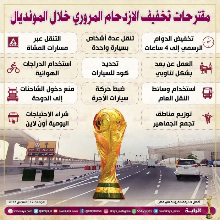 قطر 2022 مقترحات لتخفيف الازدحام المروري في الدوحة خلال المونديال