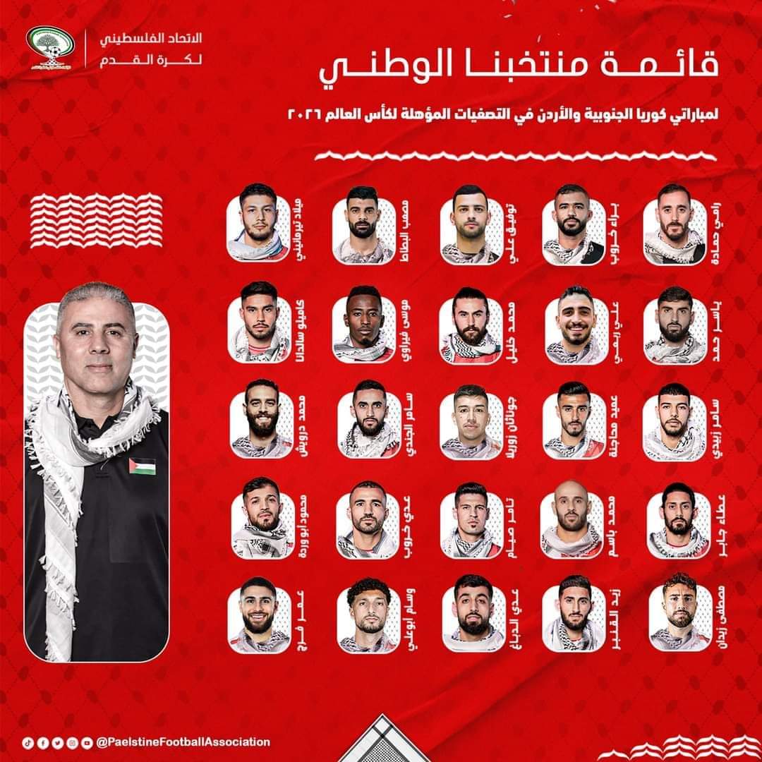 قائمة المنتخب الوطني لمباراتي كوريا الجنوبية والأردن